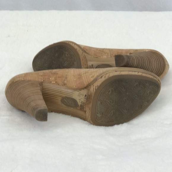 Sofft cork peep toe comfortable heel - Picture 4 of 4